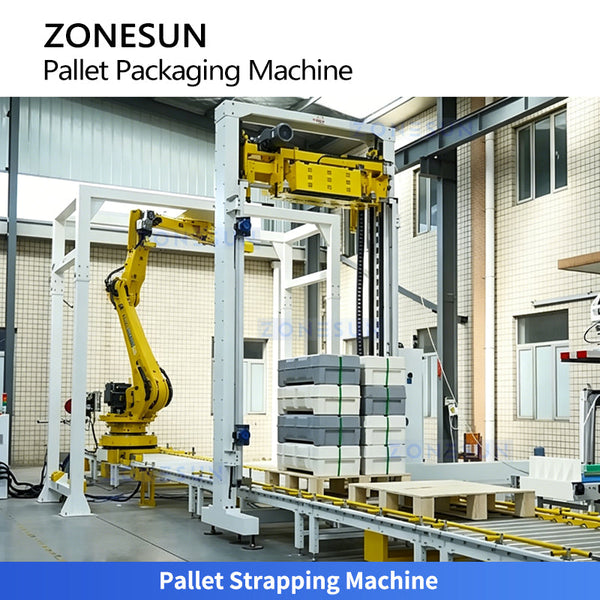 ZONESUN ZS-PWM2 Fully Automatic Robotic Palletizing & Wrapping System End-of-line Packaging Solution