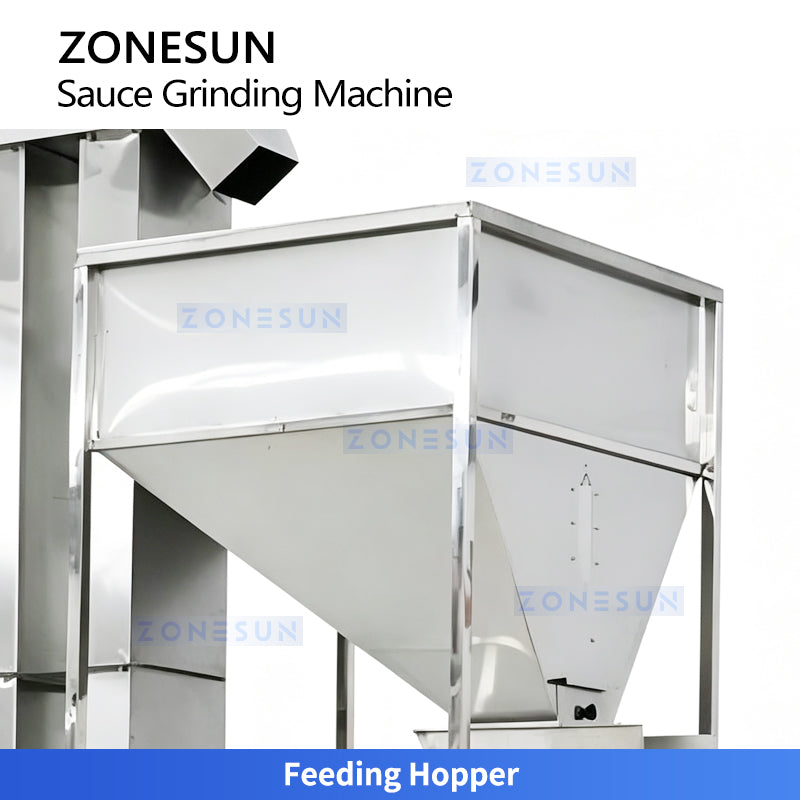 ZONESUN ZS-YM80 Industrial Two-Stage Nut Butter Grinding Machine with Bucket Elevator for Peanut Butter Cocoa Paste Tahini Production