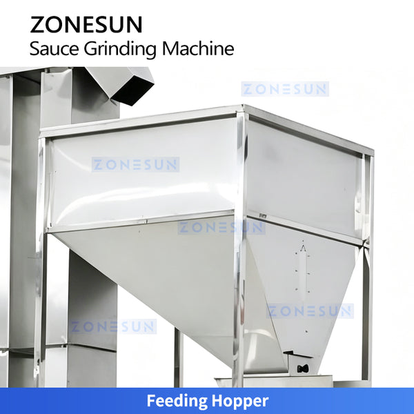 ZONESUN ZS-YM80 Industrial Two-Stage Nut Butter Grinding Machine with Bucket Elevator for Peanut Butter Cocoa Paste Tahini Production