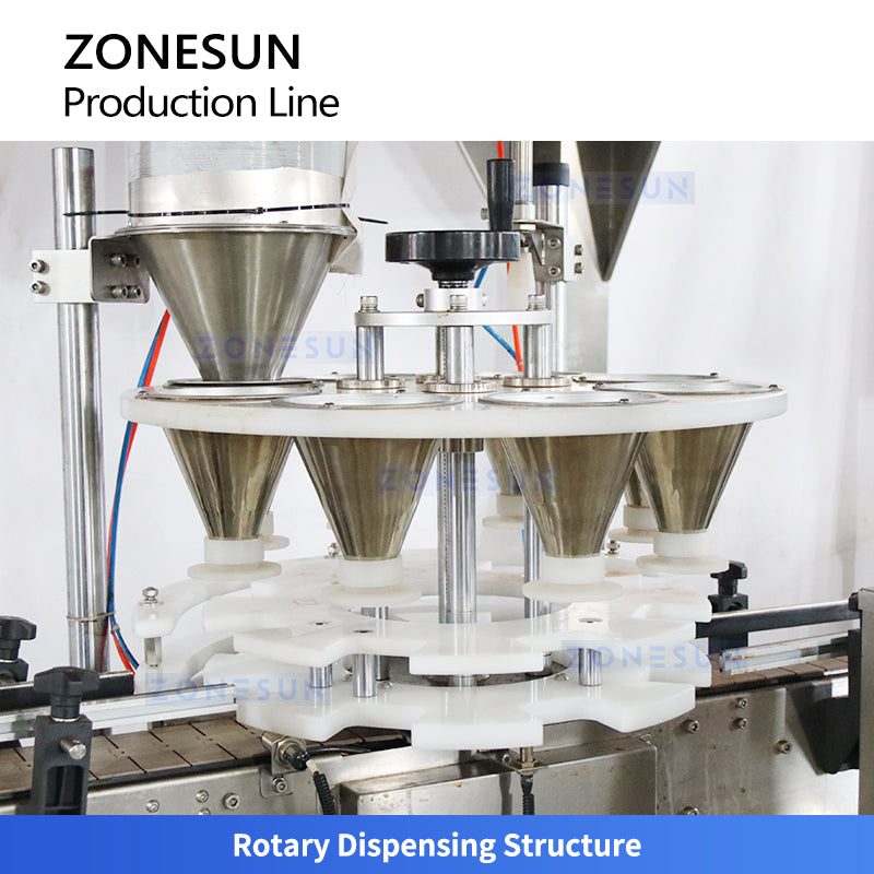 ZONESUN ZS-FAL180G7 Automatic Powder Spices Coffee Production Line Bottle Filling Capping Labeling Weighing Equipment