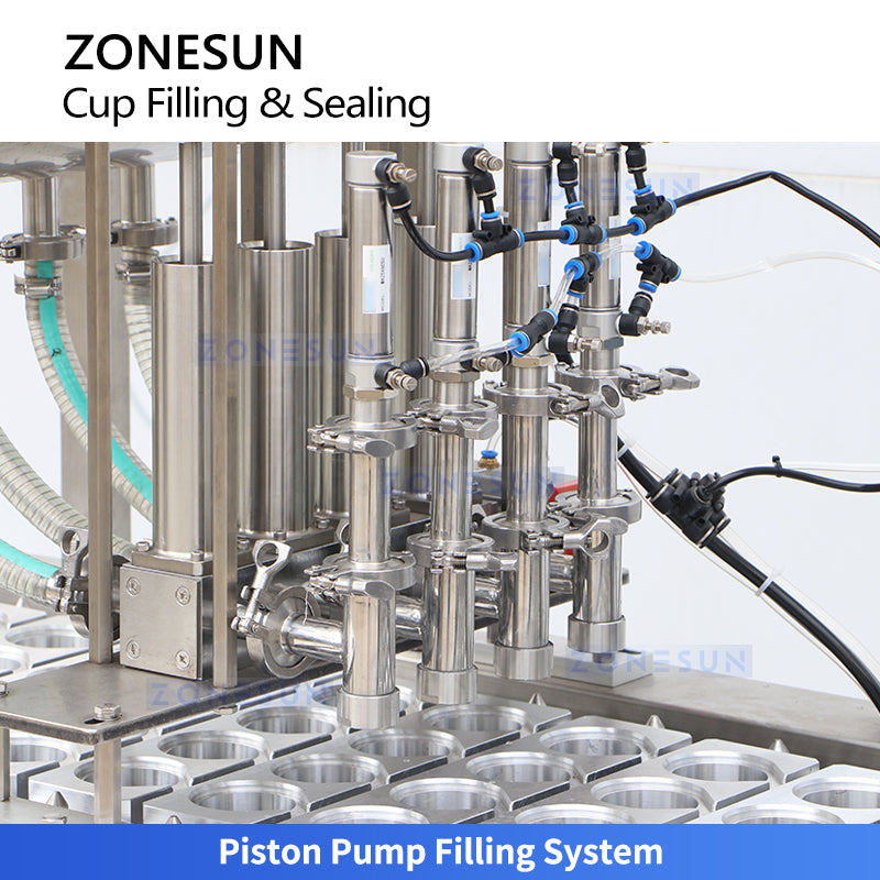 ZONESUN ZS-AFS01P Automatic 4-Head Cup Filling and Sealing Machine for Yogurt Pudding Jelly Sauce and Liquid Food Packaging