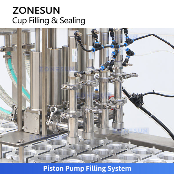 ZONESUN ZS-AFS01P Automatic 4-Head Cup Filling and Sealing Machine for Yogurt Pudding Jelly Sauce and Liquid Food Packaging
