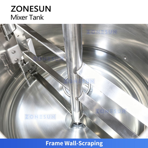 ZONESUN ZS-VMB200L 200L Vacuum Homogenizing Emulsifier Mixer Tank for Cream Lotion Sauce and Pharmaceutical Emulsion Production