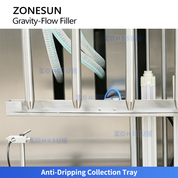 ZONESUN ZS-VTGZ100E Automatic Gravity Liquid Filling Machine with Diving Nozzles for Low Viscosity Liquids