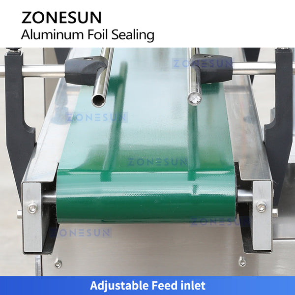 ZONESUN ZS-FK1300 Automatic Continuous Induction Aluminum Foil Sealing Machine for Pharmaceutical Food Cosmetic and Chemical Bottles