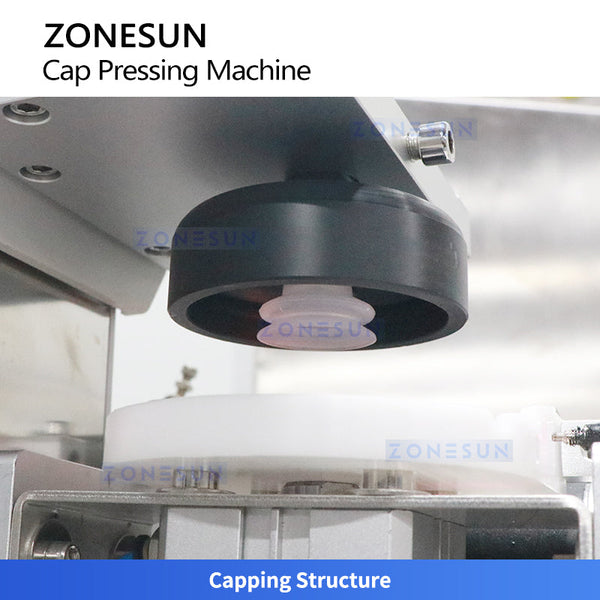 ZONESUN ZS-SGYG01 Automatic Cup Lid Pressing Machine with Cap Elevator Yogurt Cup Pressing Machine