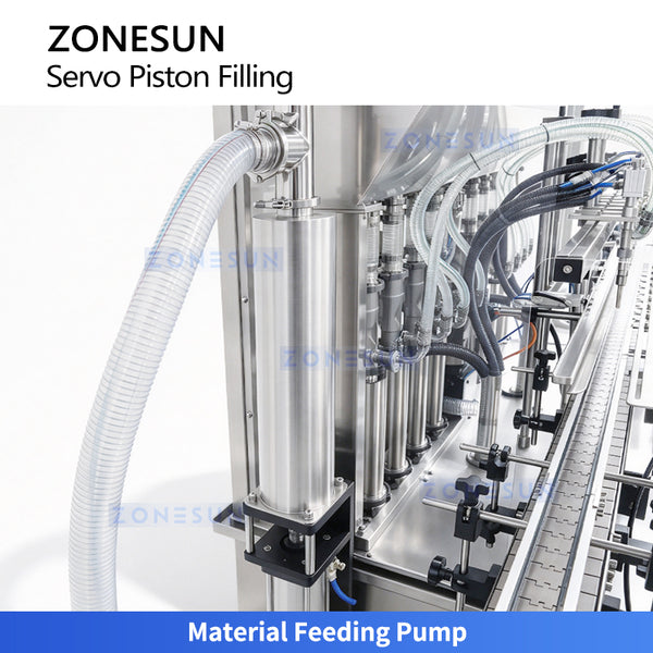 ZONESUN ZS-YT8T-8PX Automatic 8-Head Servo Piston Filling Machine For Ketchup Shampoo