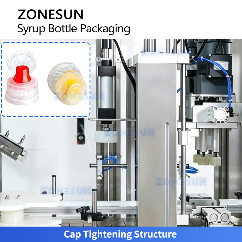 ZONESUN ZS-FAL180V10 Servo Piston Syrup Filling Production Line with Bottle Rinsing and Dual Capping Integration System