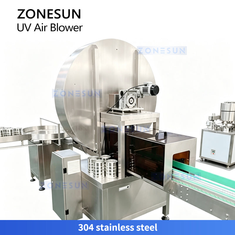 ZONESUN ZS-UVB1 Automatic UV Bottle Sterilization and Air Blowing Machine for Milk Powder Food Pharmaceutical and Hygienic Container Pre-Filling Cleaning