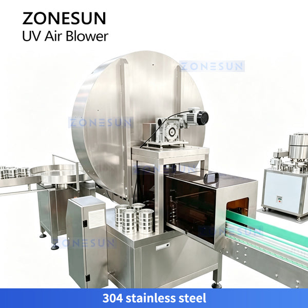 ZONESUN ZS-UVB1 Automatic UV Bottle Sterilization and Air Blowing Machine for Milk Powder Food Pharmaceutical and Hygienic Container Pre-Filling Cleaning