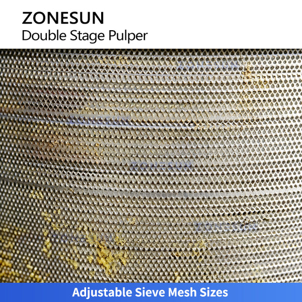 ZONESUN ZS-ZJ02 Fruit Pulper Machine Automatic Double Stage Pulping Equipment for Juice & Puree Production