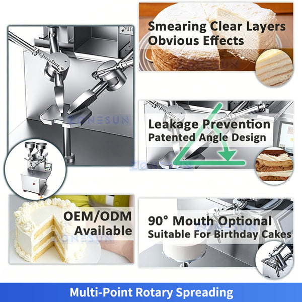 ZONESUN ZS-CZ100 Automatic Cake Spreading and Icing Machine for Thousand-Layer Cake Birthday Cake and Layered Bakery Production