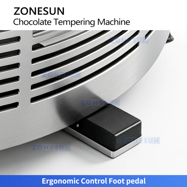 ZONESUN ZS-CG25 Automatic Chocolate Tempering Machine 25L for Chocolate Molding Enrobing and Small Production