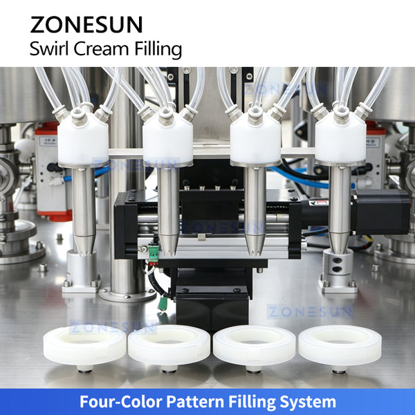 ZONESUN ZS-RSV4L Semi-Automatic Multi-color Swirl Cream Filling Machine