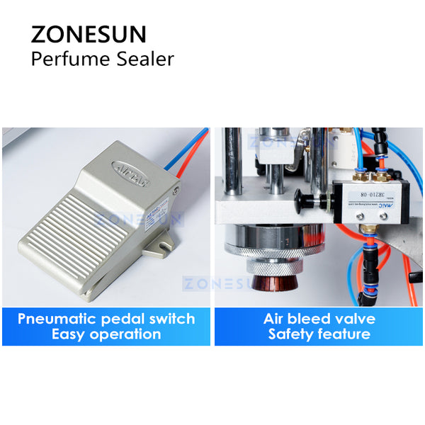 ZONESUN ZS-YG08 13/15/18/20mm Pneumatic Perfume Bottle Capping Machine