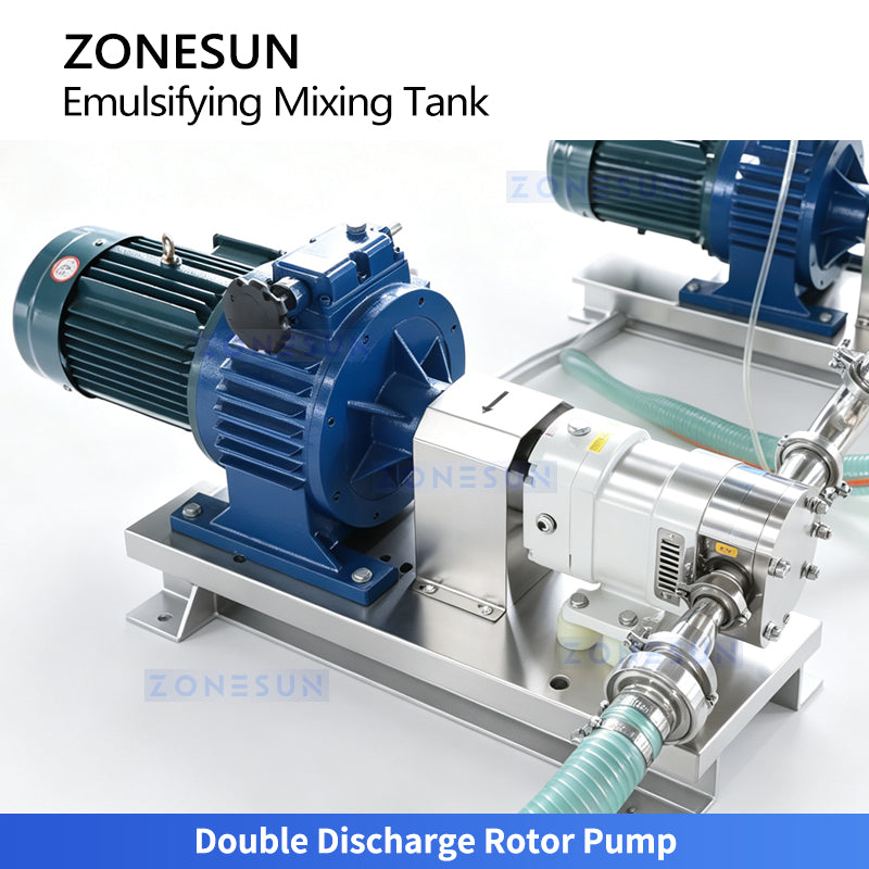 ZONESUN ZS-EM2 300L Emulsifying Mixing Tank with Anchor Scraper Agitator High-Speed Emulsifier and Dual Rotor Pumps for Food Cosmetic and Pharmaceutical Production