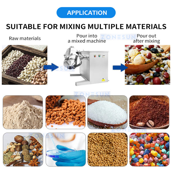 ZONESUN ZS-SBH10 3D Dry Powder & Granule Mixing Machine