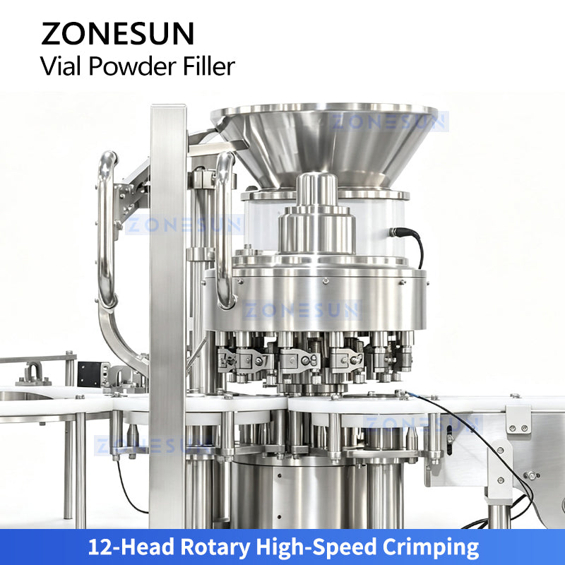ZONESUN ZS-FAL12YF High Speed Automatic Vial Powder Filling and Crimp Capping Machine for Pharmaceutical Food and Chemical Powder Packaging