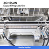 ZONESUN ZS-YTMP80D bottle holders beneath the filling nozzles