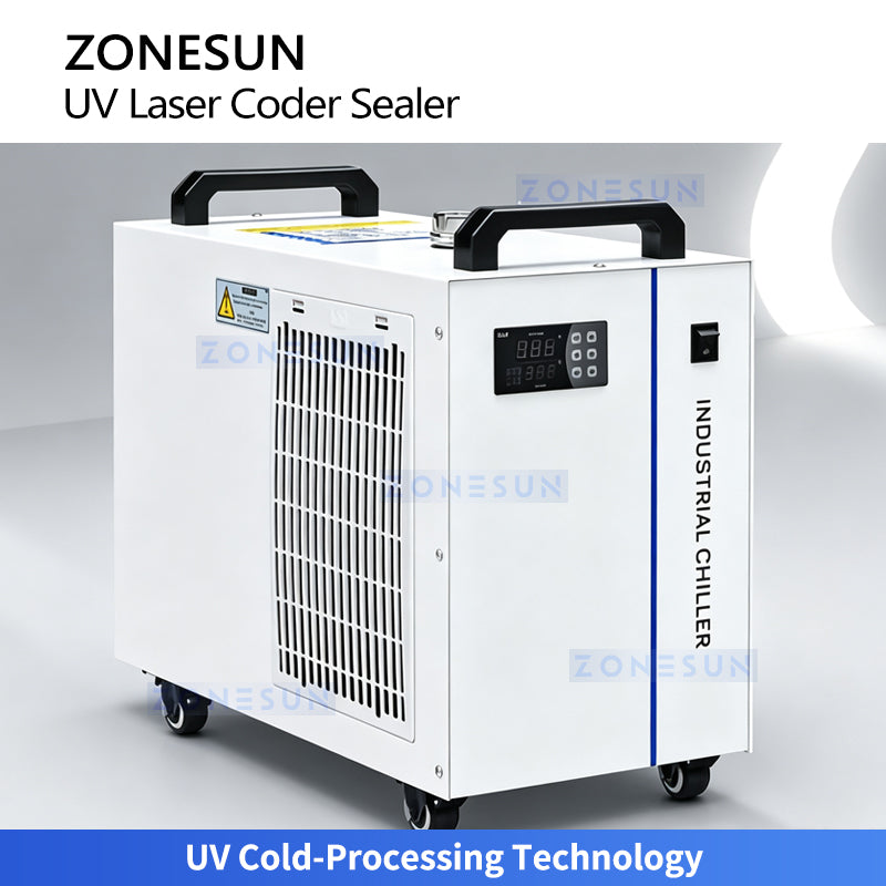 ZONESUN ZS-FR100LC Continuous Band Sealer with UV Laser Coding Bag Sealing Machine