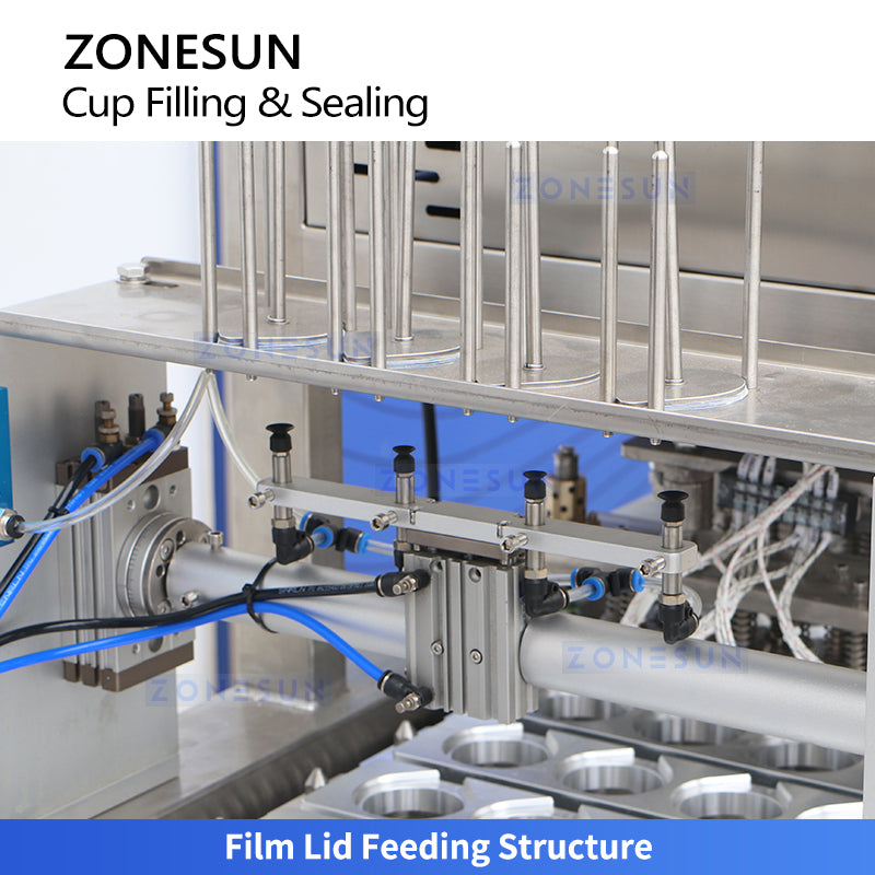 ZONESUN ZS-AFS01P Automatic 4-Head Cup Filling and Sealing Machine for Yogurt Pudding Jelly Sauce and Liquid Food Packaging
