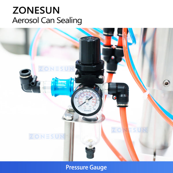 ZONESUN ZS-YG25P Pneumatic Aerosol Can Crimping Machine Luminum Spray Can Sealer
