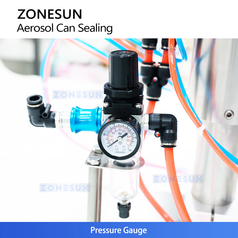 ZONESUN ZS-YG25P Pneumatic Aerosol Can Crimping Machine Luminum Spray Can Sealer