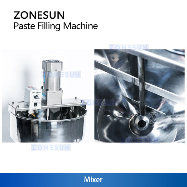 ZONESUN ZS‑GTJ Pneumatic Paste Filling Machine with Mixer and Hopper