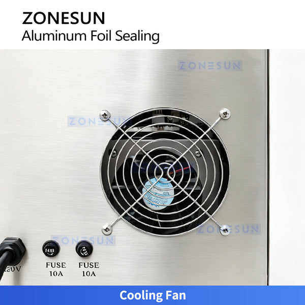 ZONESUN ZS-FK1300 Automatic Continuous Induction Aluminum Foil Sealing Machine for Pharmaceutical Food Cosmetic and Chemical Bottles