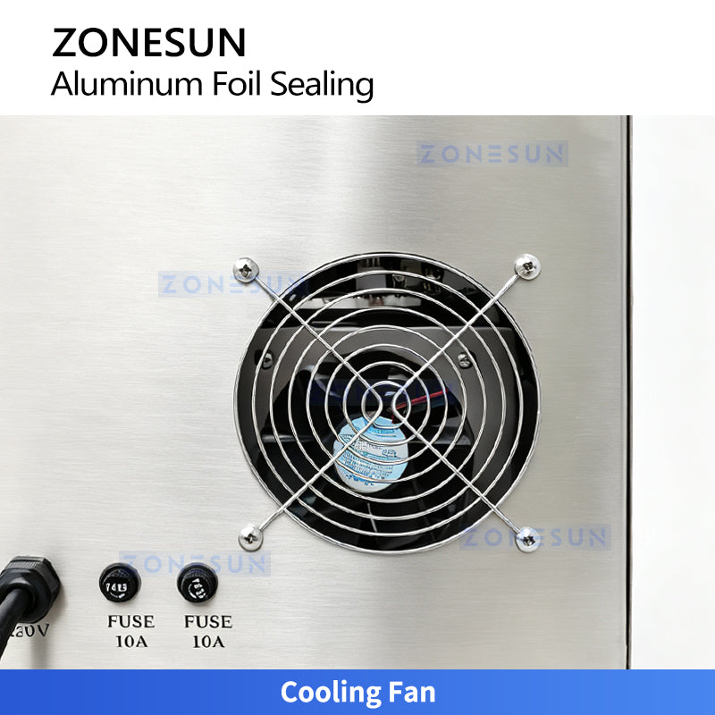 ZONESUN ZS-FK1300 Automatic Continuous Induction Aluminum Foil Sealing Machine for Pharmaceutical Food Cosmetic and Chemical Bottles