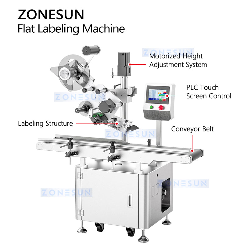 ZONESUN ZS-TB120M Automatic Flat Surface Labeling Machine Boxes Pouches Label Applicator