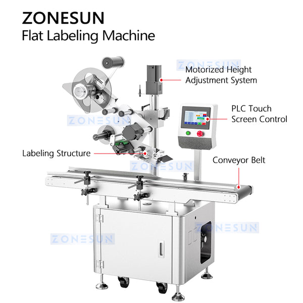 ZONESUN ZS-TB120M Automatic Flat Surface Labeling Machine Boxes Pouches Label Applicator