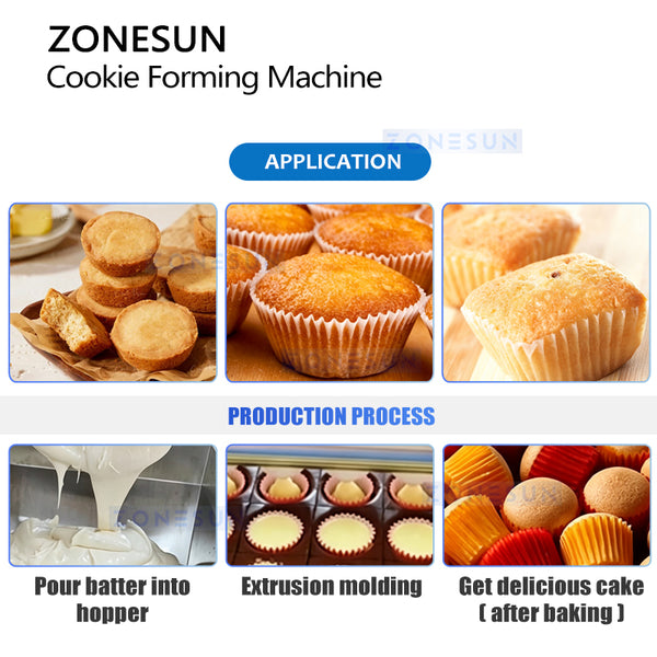 ZONESUN ZS-EH400 Automatic Cookie Depositor and Forming Machine for Cookies Cupcakes Puffs and Macaroons