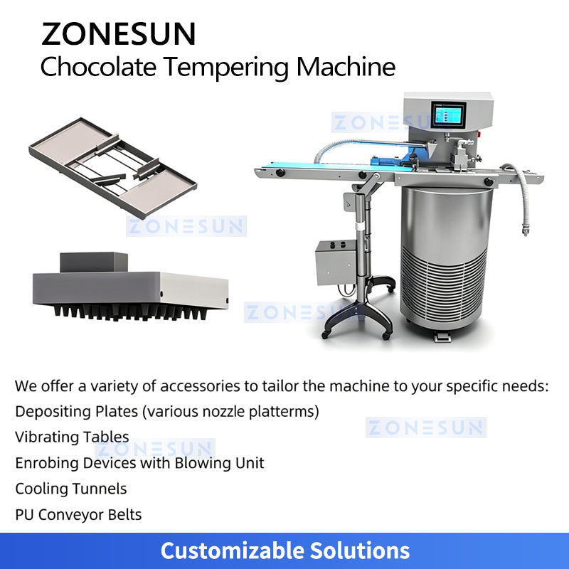 ZONESUN ZS-CG25 Automatic Chocolate Tempering Machine 25L for Chocolate Molding Enrobing and Small Production