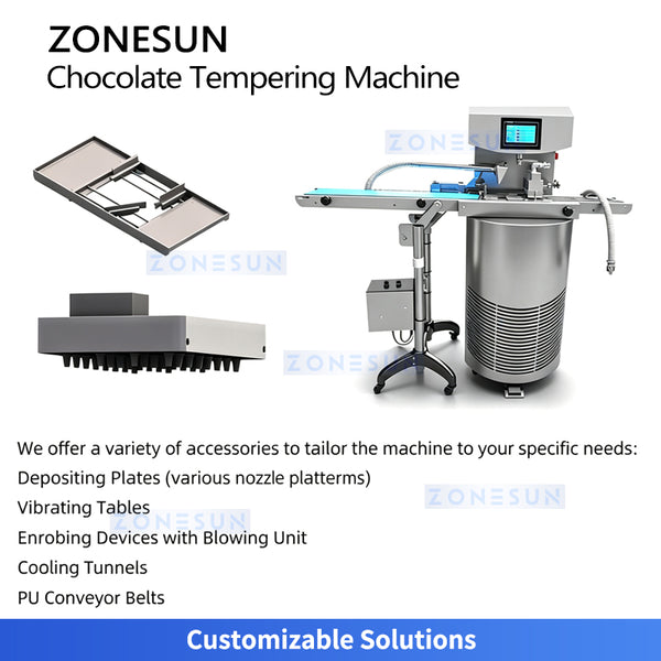 ZONESUN ZS-CG25 Automatic Chocolate Tempering Machine 25L for Chocolate Molding Enrobing and Small Production