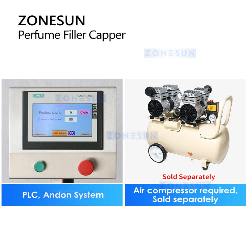 ZONESUN ZS-FAL180X Gravity Bottle Filler Automatic Perfume Bottle Liquid Vacuum Filling Capping Machine