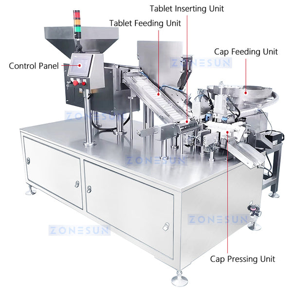 ZONESUN ZS-PFTM2 Automatic Effervescent VC Tablet Tube Filling and Capping Machine