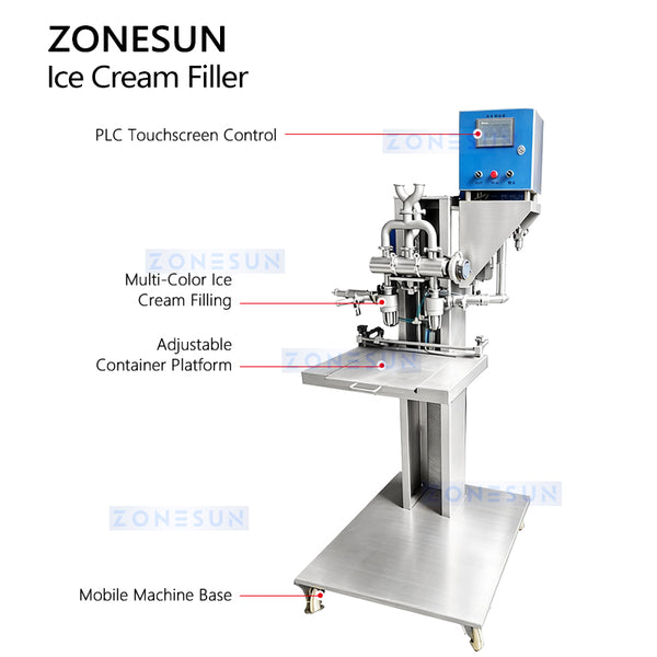 ZONESUN ZS-ICF01 Semi-Automatic Dual-Color Ice Cream Cup Filling Machine