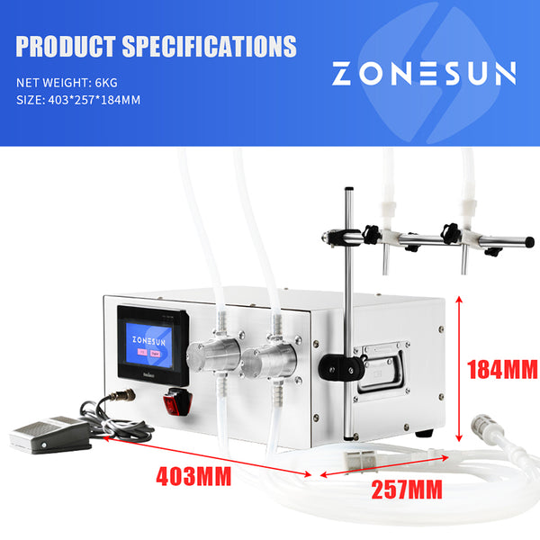 ZONESUN ZS-MPZ2 Dual-Head Magnetic Pump Liquid Filling Machine