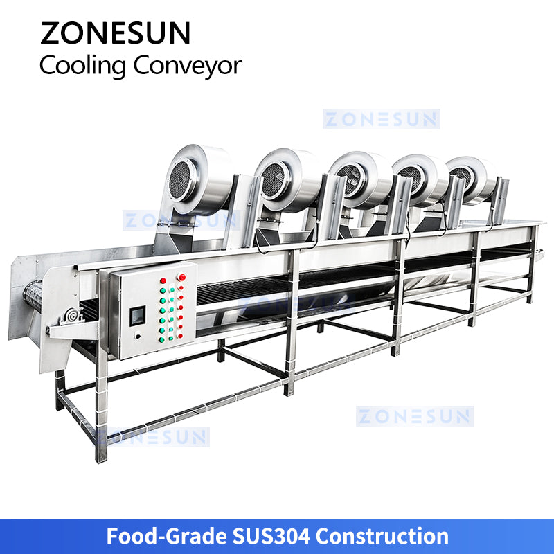 ZONESUN ZS-CT5 Industrial Air Cooling Mesh Belt Conveyor for Roasted Nuts Fried Foods and Food Processing Lines
