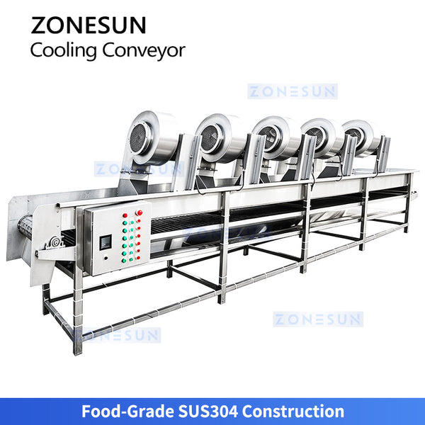 ZONESUN ZS-CT5 Industrial Air Cooling Mesh Belt Conveyor for Roasted Nuts Fried Foods and Food Processing Lines