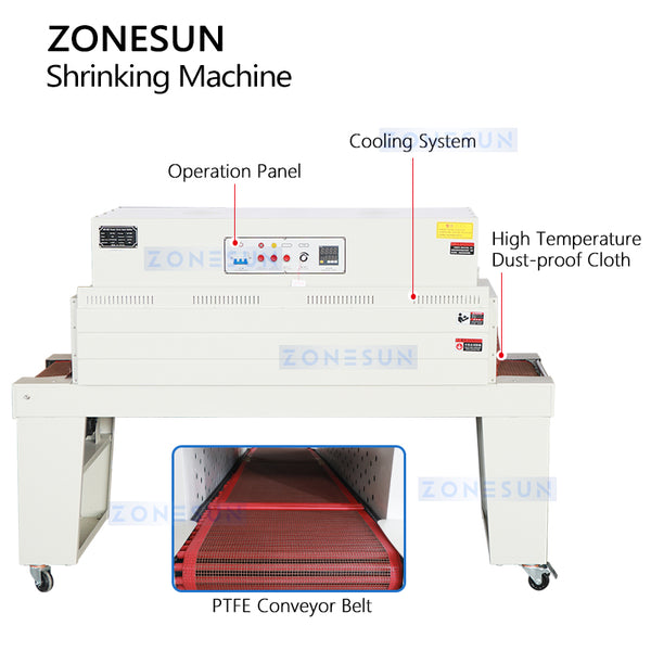 ZONESUN ZS-BSP4522 Heat Shrink Tunnel for PVC/POF Film Packaging in Retail & Industry