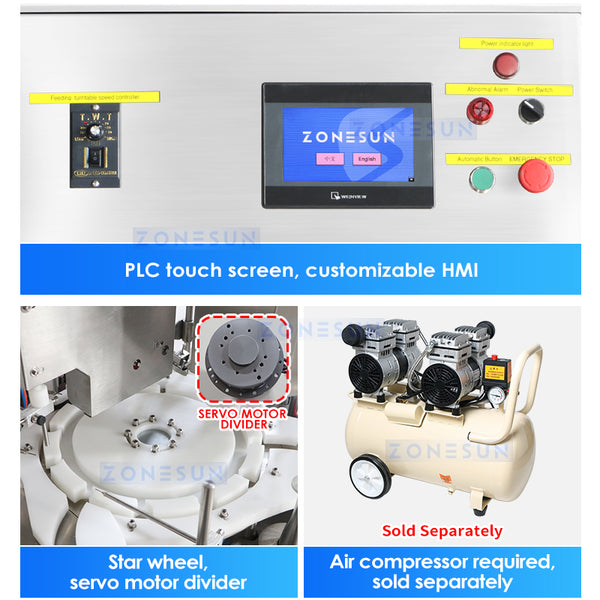 ZONESUN ZS-AFC20 Automatic Vial Peristaltic Pump Liquid Filling Capping Machine