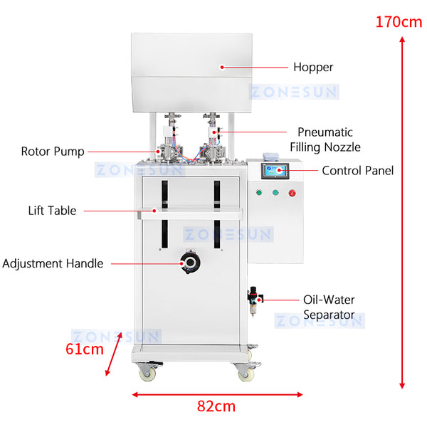 ZONESUN ZS-GTRP2 Semi-automatic 2 Nozzles Rotor Pump Thick Liquid Filling Machine