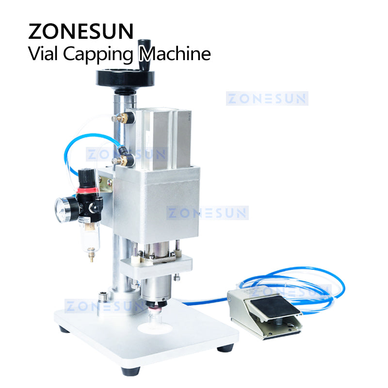 ZONESUN ZS-YG08B Pneumatic Vial Crimping Machine for Aluminum & Flip-Off Caps
