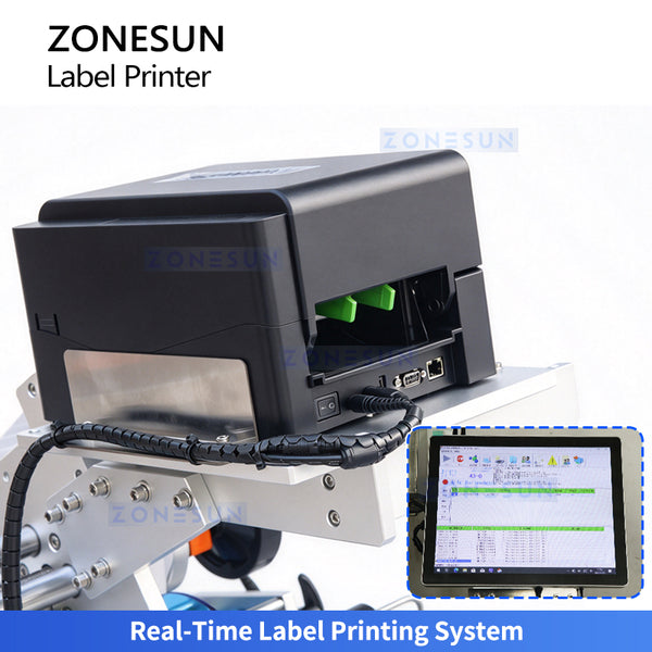 ZONESUN ZS-TB823R Automatic Real-Time Print & Apply Labeling Machine for Vials & Small Round Bottles