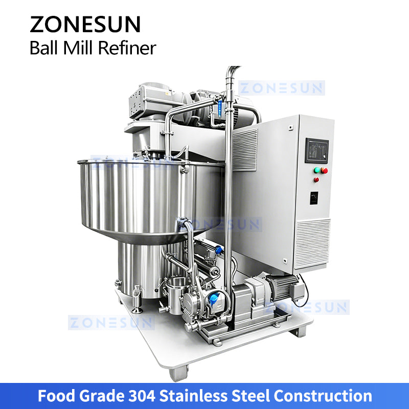 ZONESUN ZS-BM150 Industrial Vertical Chocolate Ball Mill Refiner for Chocolate Cocoa Paste and Nut Butter Grinding