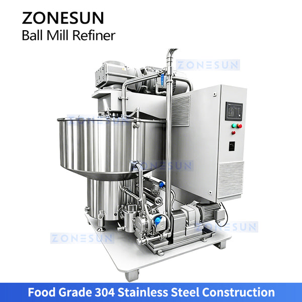 ZONESUN ZS-BM150 Industrial Vertical Chocolate Ball Mill Refiner for Chocolate Cocoa Paste and Nut Butter Grinding
