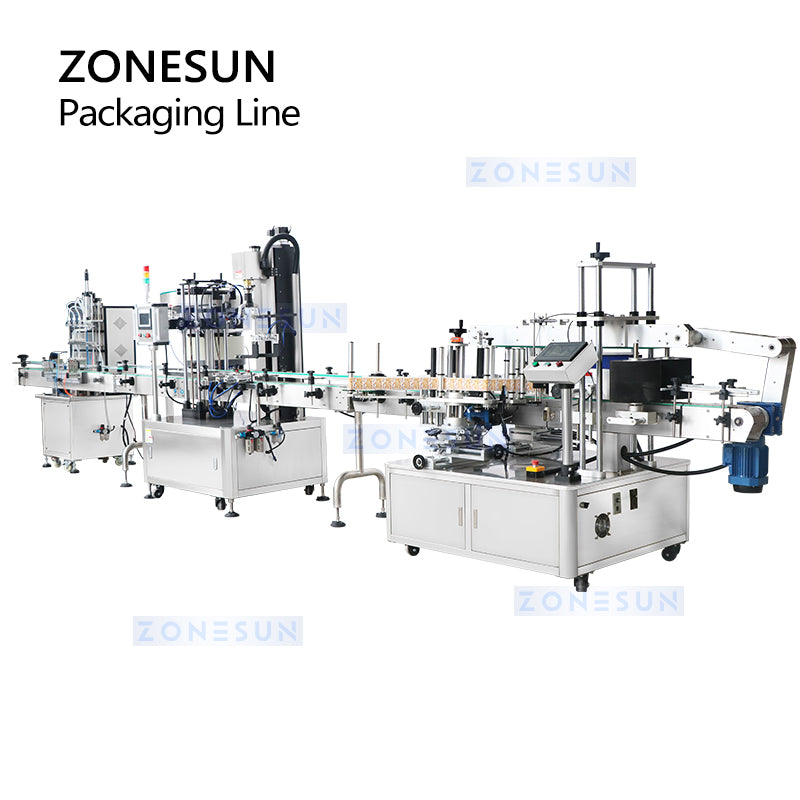 ZONESUN ZS-MPCL1 Automatic Trigger Bottle Magnetic Pump Liquid Filling Capping Labeling Production Line
