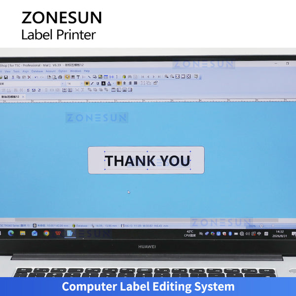 ZONESUN ZS-RPR01 Thermal Transfer Barcode Label Printer with Automatic Rewinder for Roll Labels